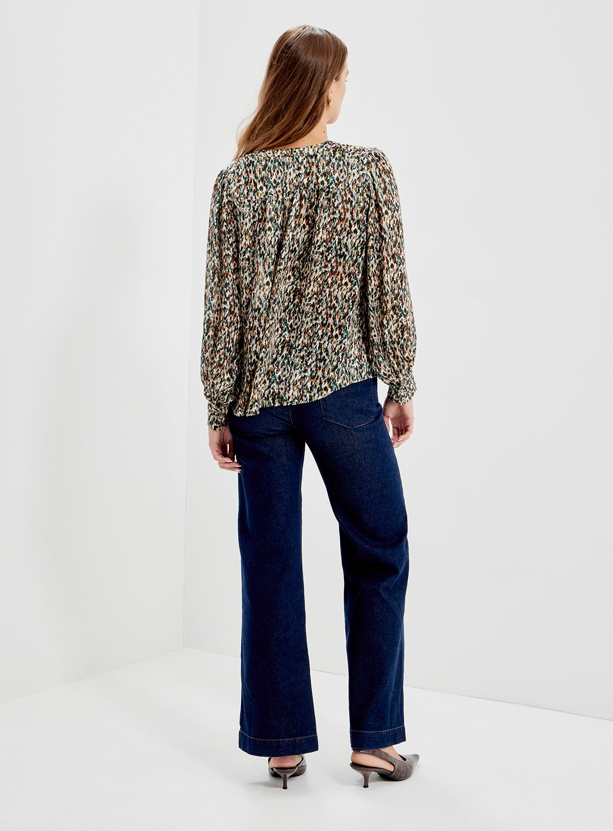 FINERY Lia Satin Chiffon Button Through Blouse 10 - Image 6 thumbnail